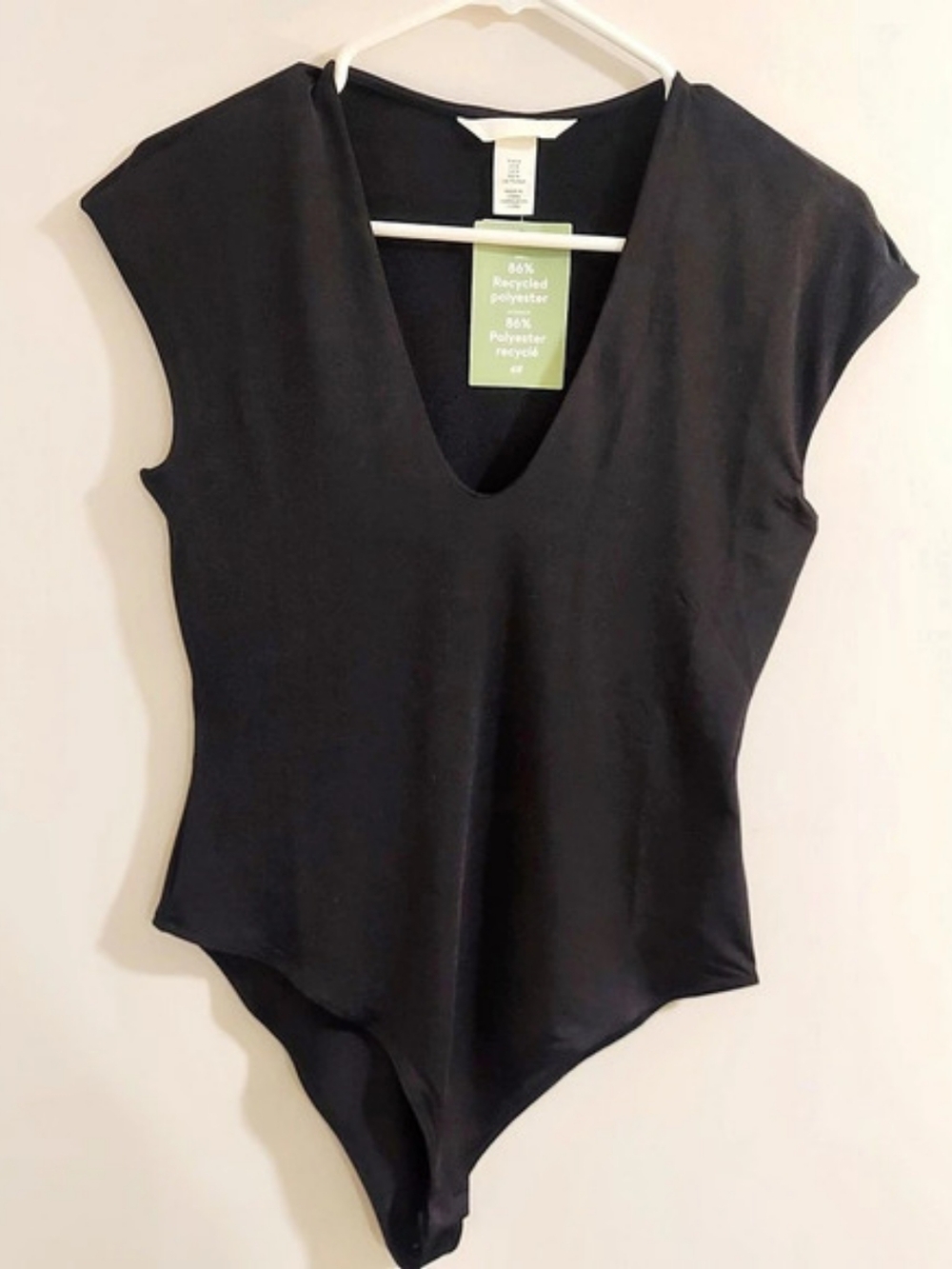 H& M V-Neck Bodysuit Black NWT
